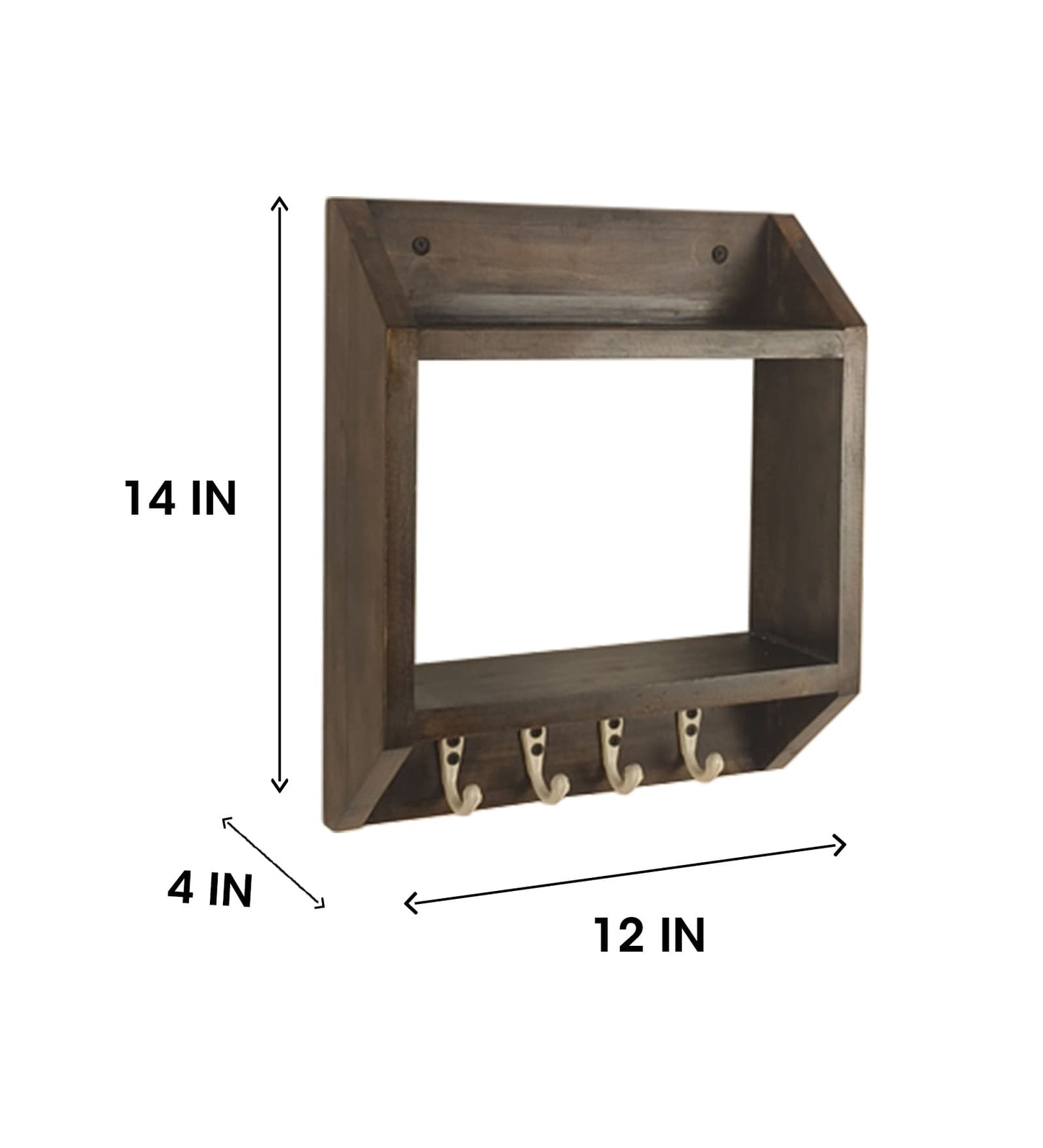 Dawn Wooden Wall Shelf Organiser with Key Holders