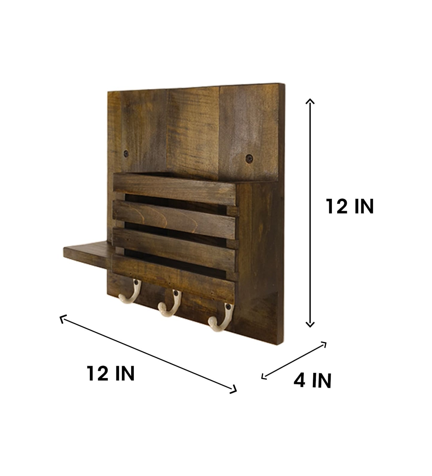Rain Wooden Wall Shelf Organiser with Key Holders