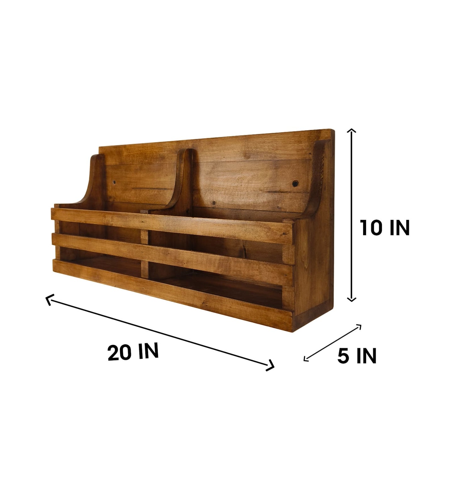 Emerald Wooden Wall Shelf Organiser with Key Holders