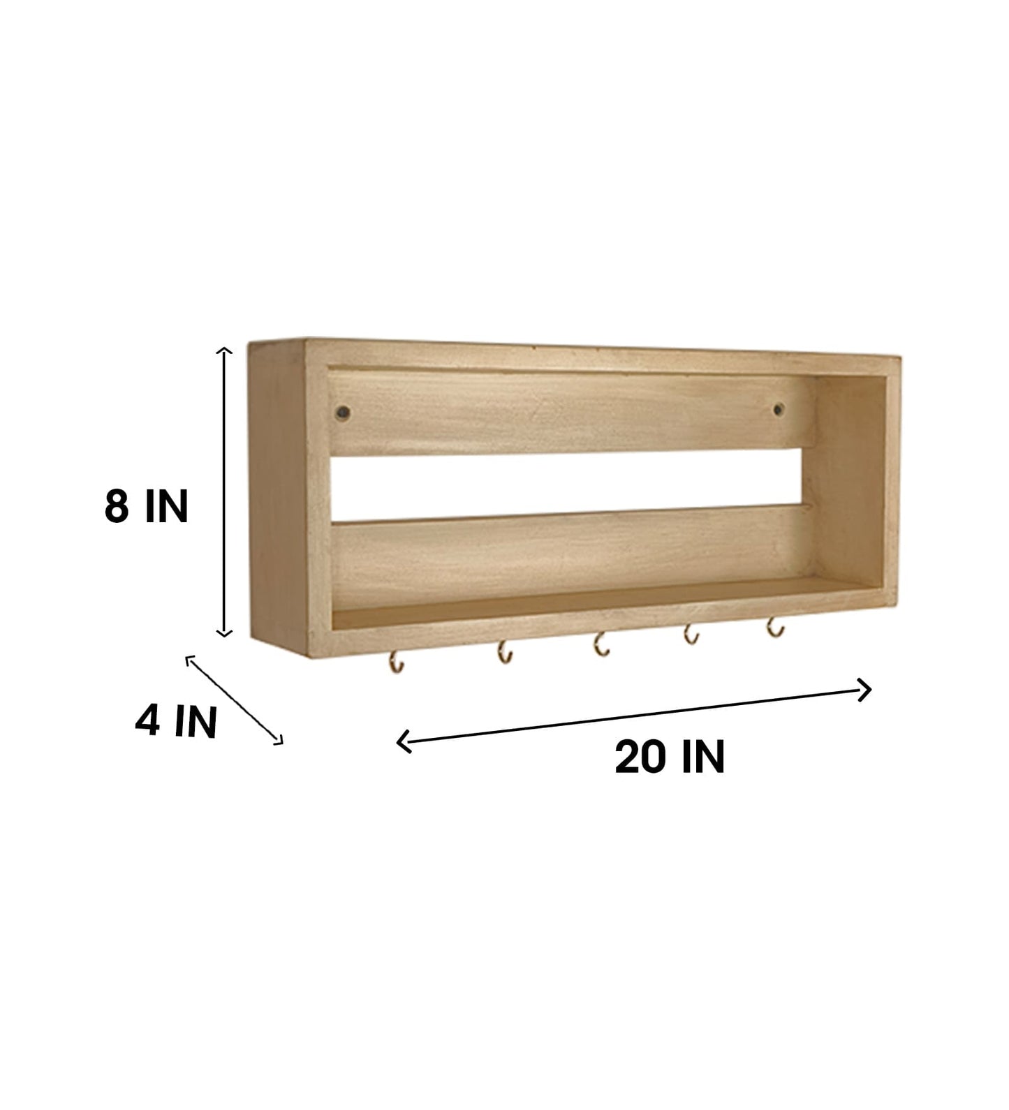 Ivy Wooden Wall Shelf Organiser with Key Holders