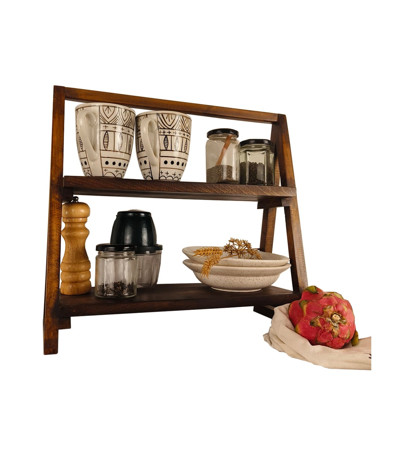 Warm Wooden Shelf Ladder