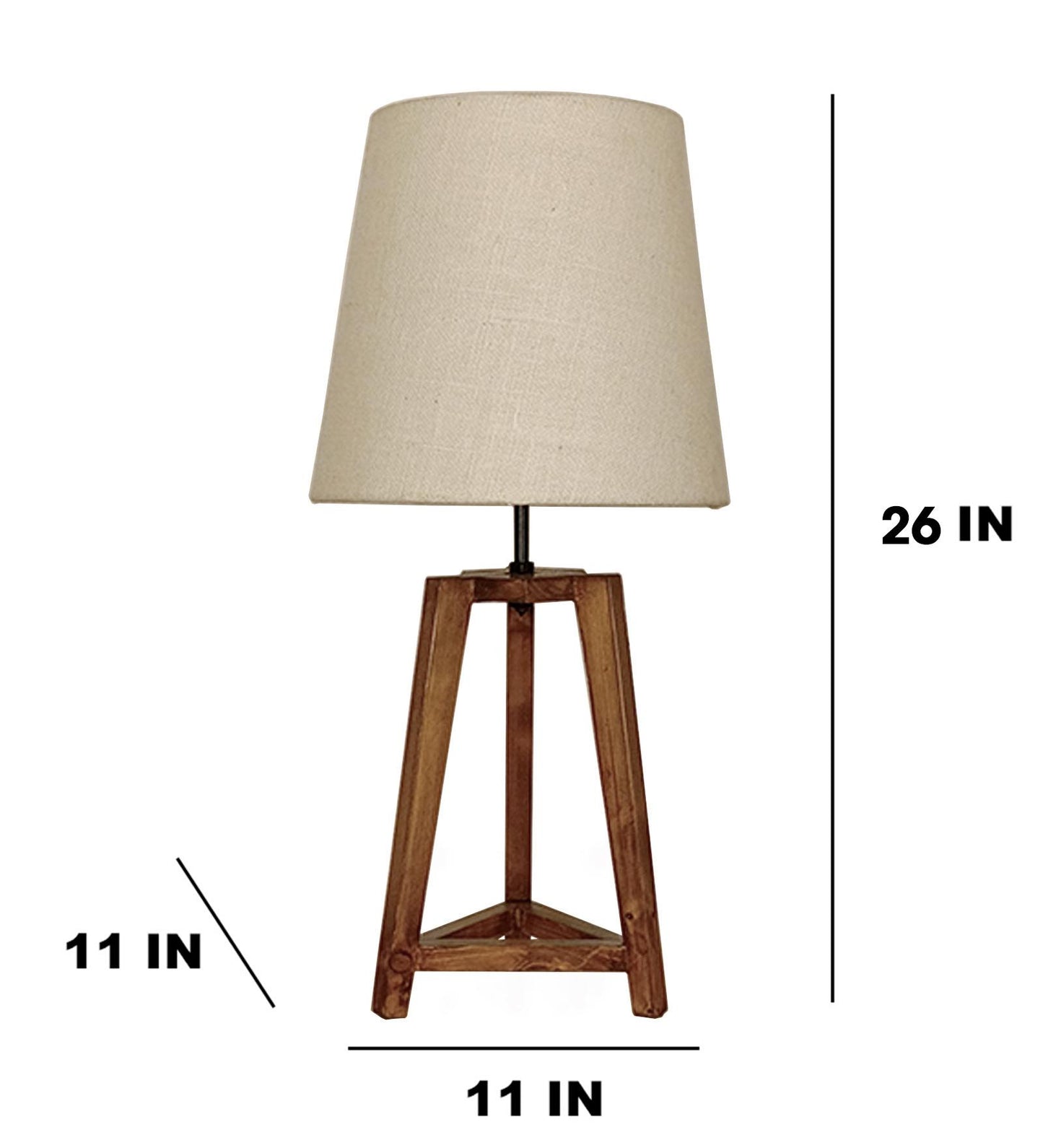 Snow Brown Wooden Table Lamp with Jute Lampshade