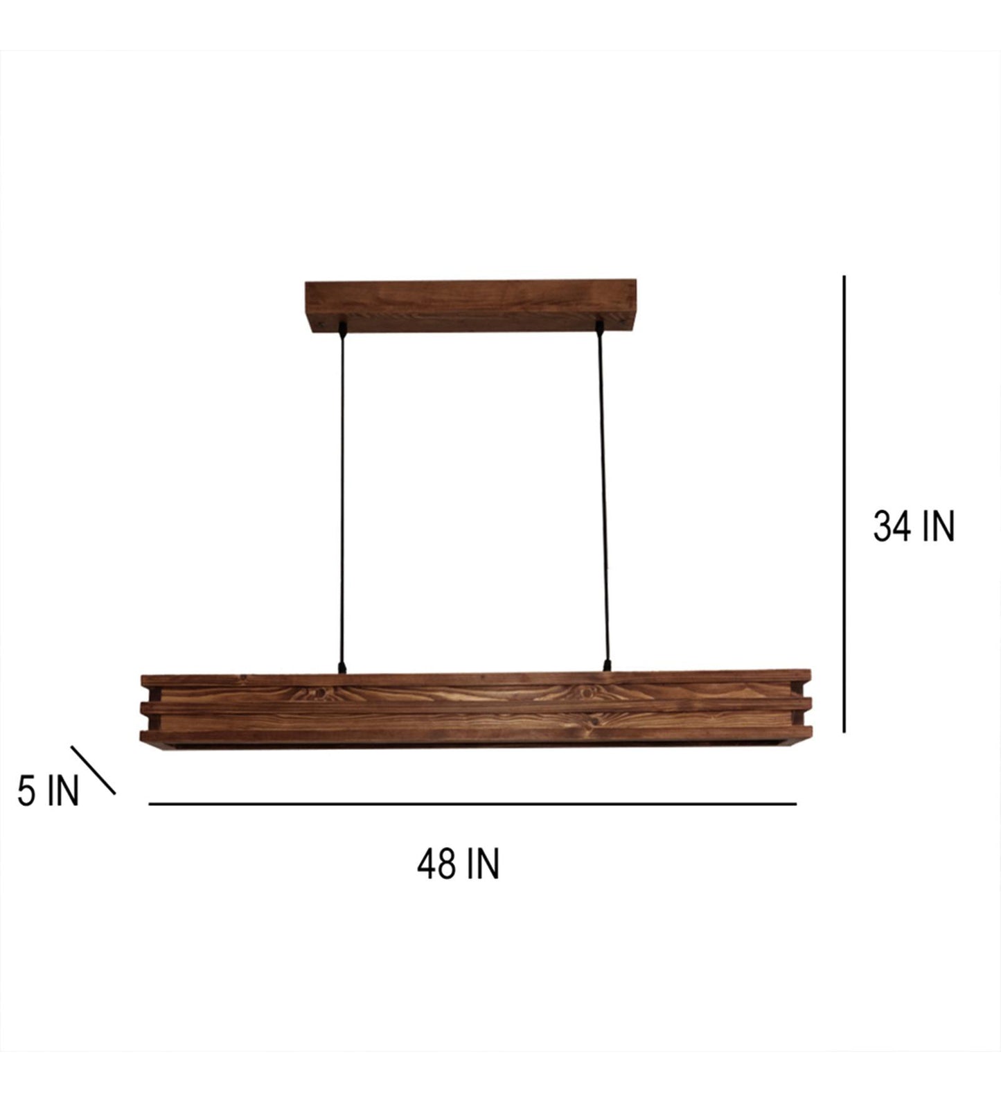 New 48 Brown Wooden LED Single Hanging Lamp