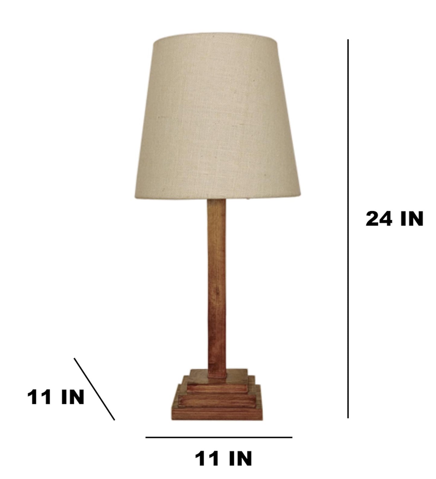 Elm Wooden Table Lamp with Jute Lampshade