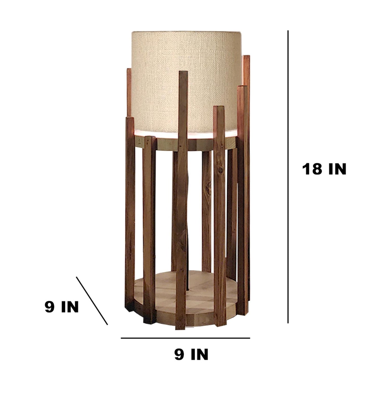 Cedar Wooden Table Lamp with Jute Lampshade