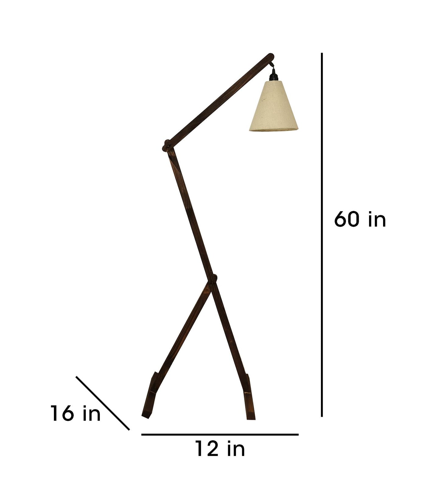 Victory Wooden Floor Lamp with Brown Base and Beige Fabric Lampshade