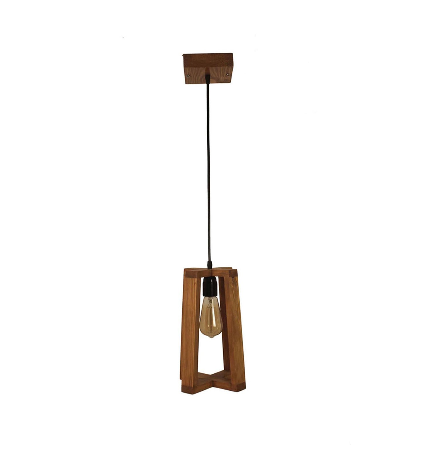 Smog Beige Wooden Single Hanging Lamp