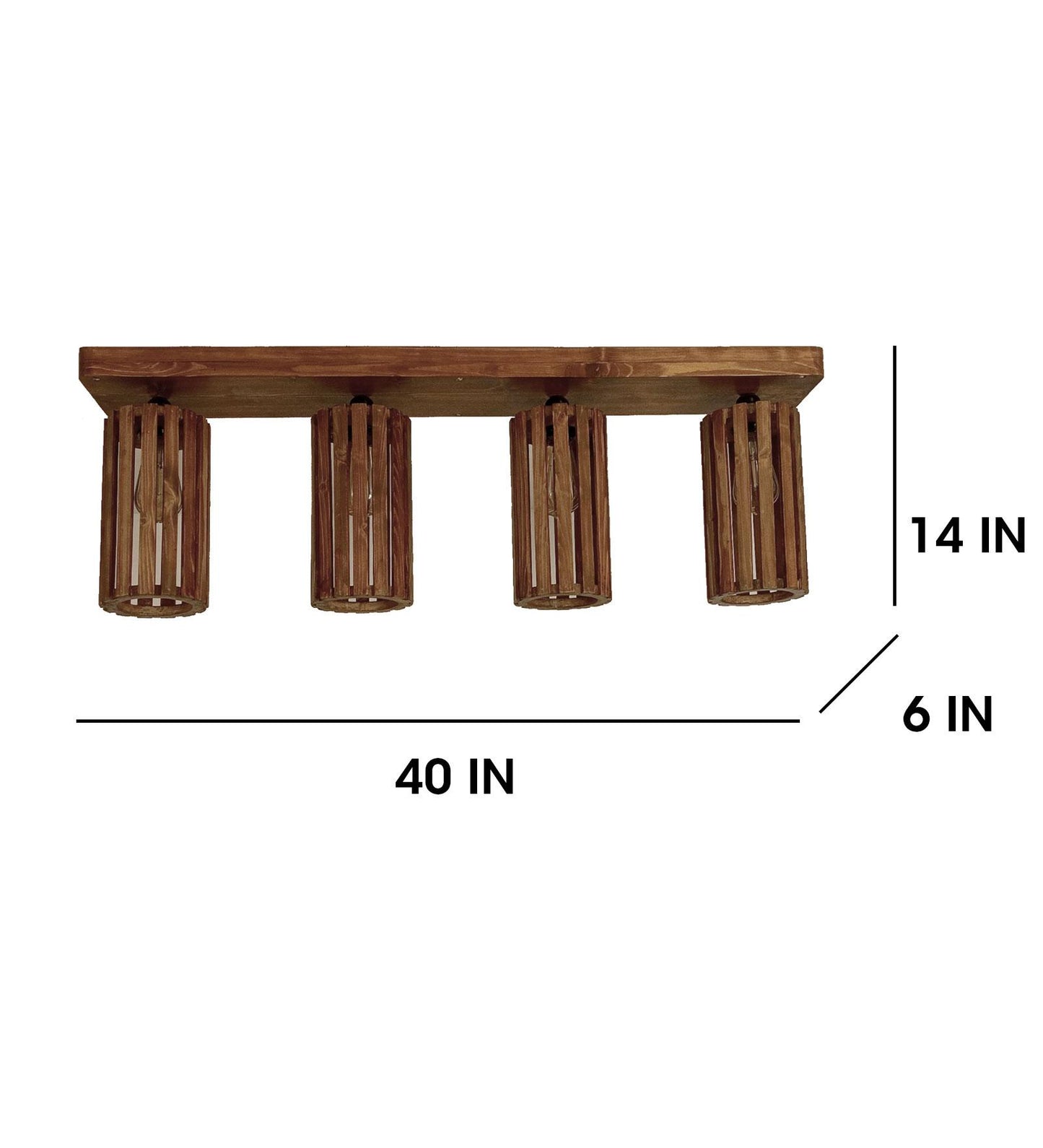 Poppy Brown Wooden 4 Series Ceiling Lamp