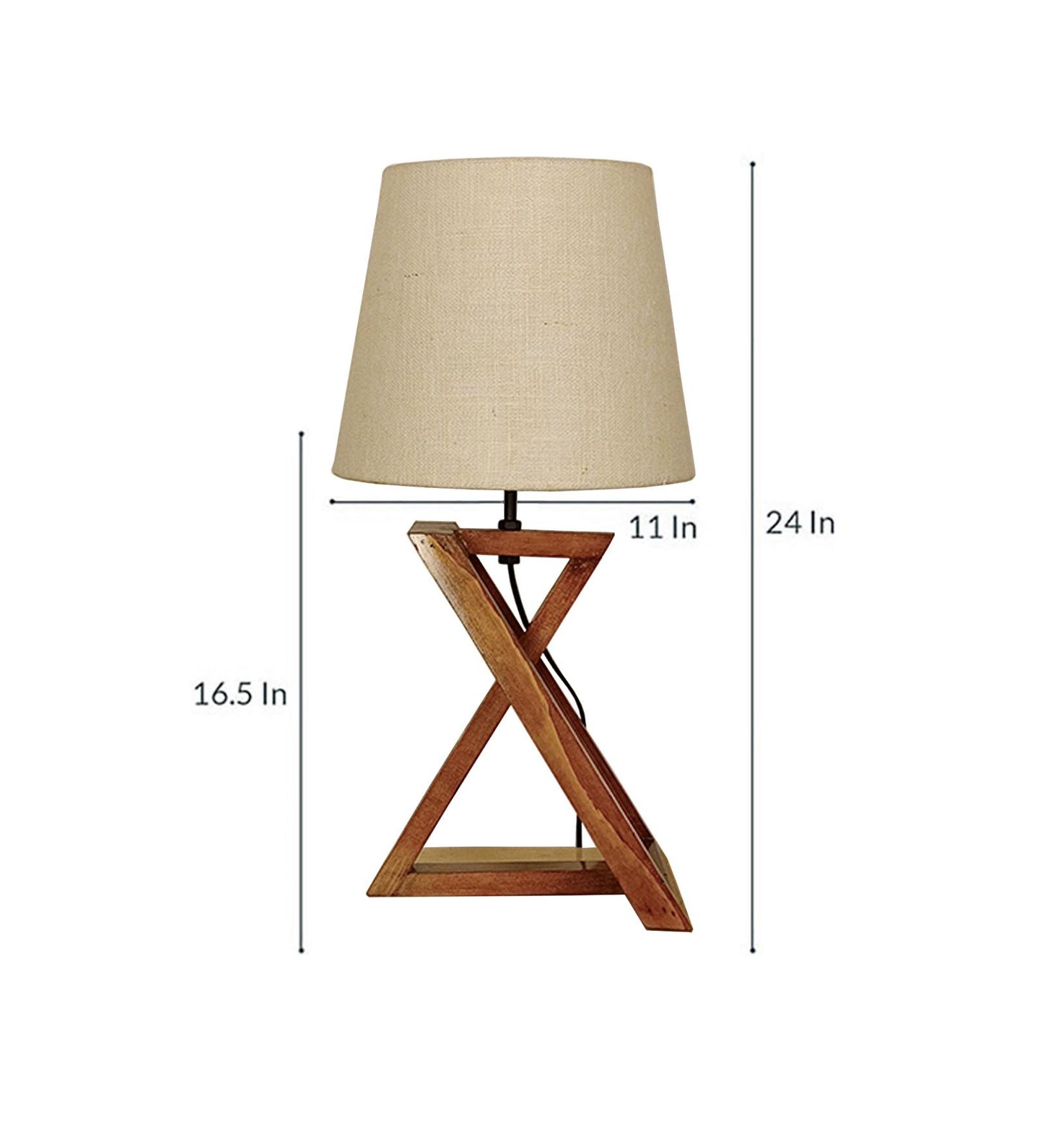 Spring Brown Wooden Table Lamp with Jute Lampshade