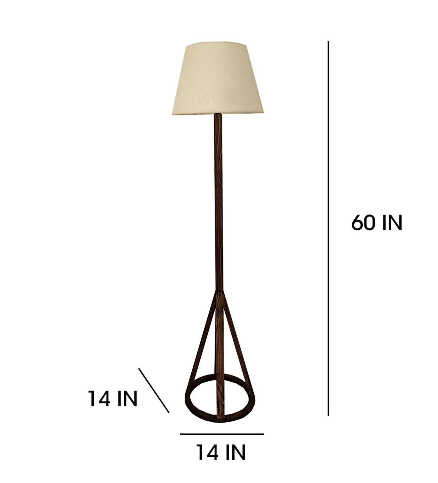 Eden Wooden Floor Lamp with Brown Base and Premium Beige Fabric Lampshade