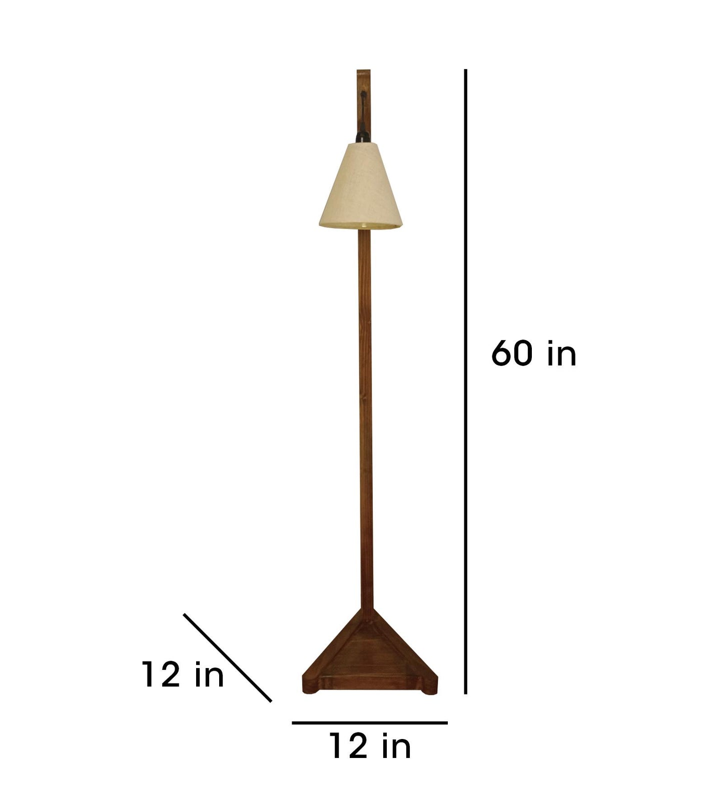 Thunder Wooden Floor Lamp with Brown Base and Jute Fabric Lampshade