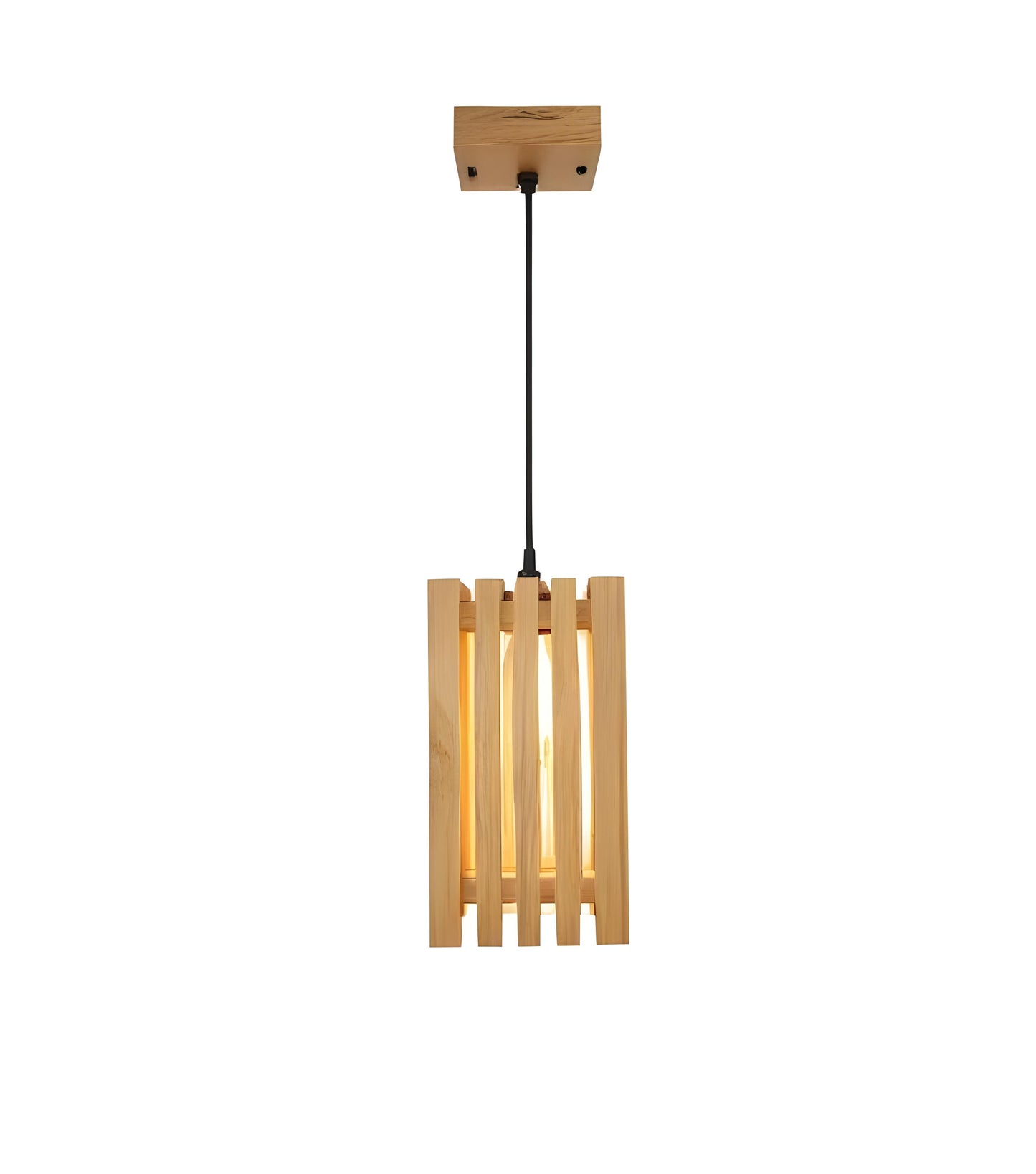 Violet Beige Wooden Single Hanging Lamp