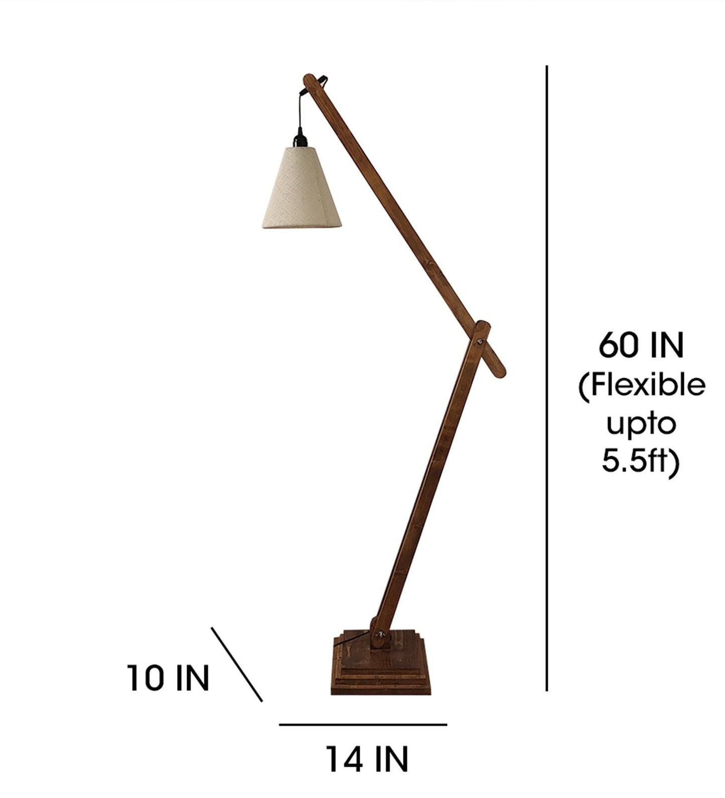 Mountain Wooden Floor Lamp with Brown Base and Jute Fabric Lampshade