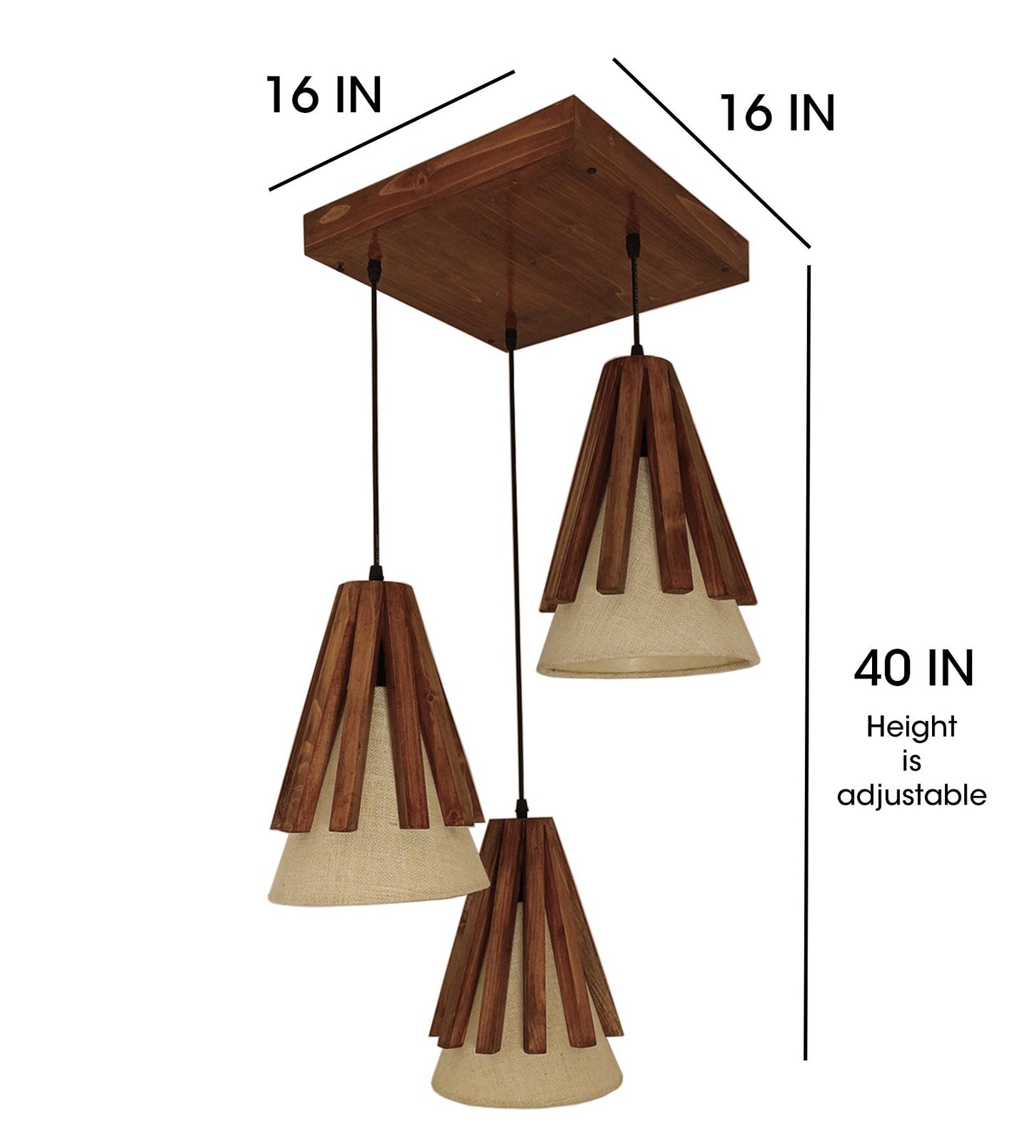 Lotus Brown Wooden Cluster Hanging Lamp