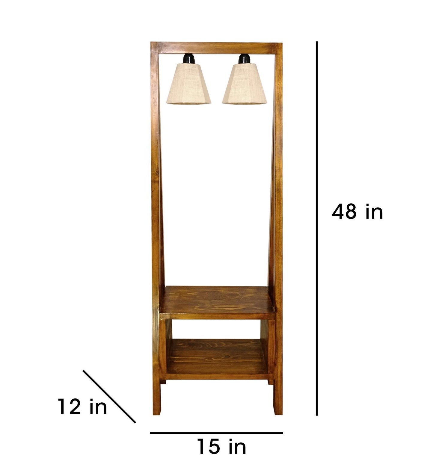 Charity Wooden Floor Lamp with Brown Base and Jute Fabric Lampshade