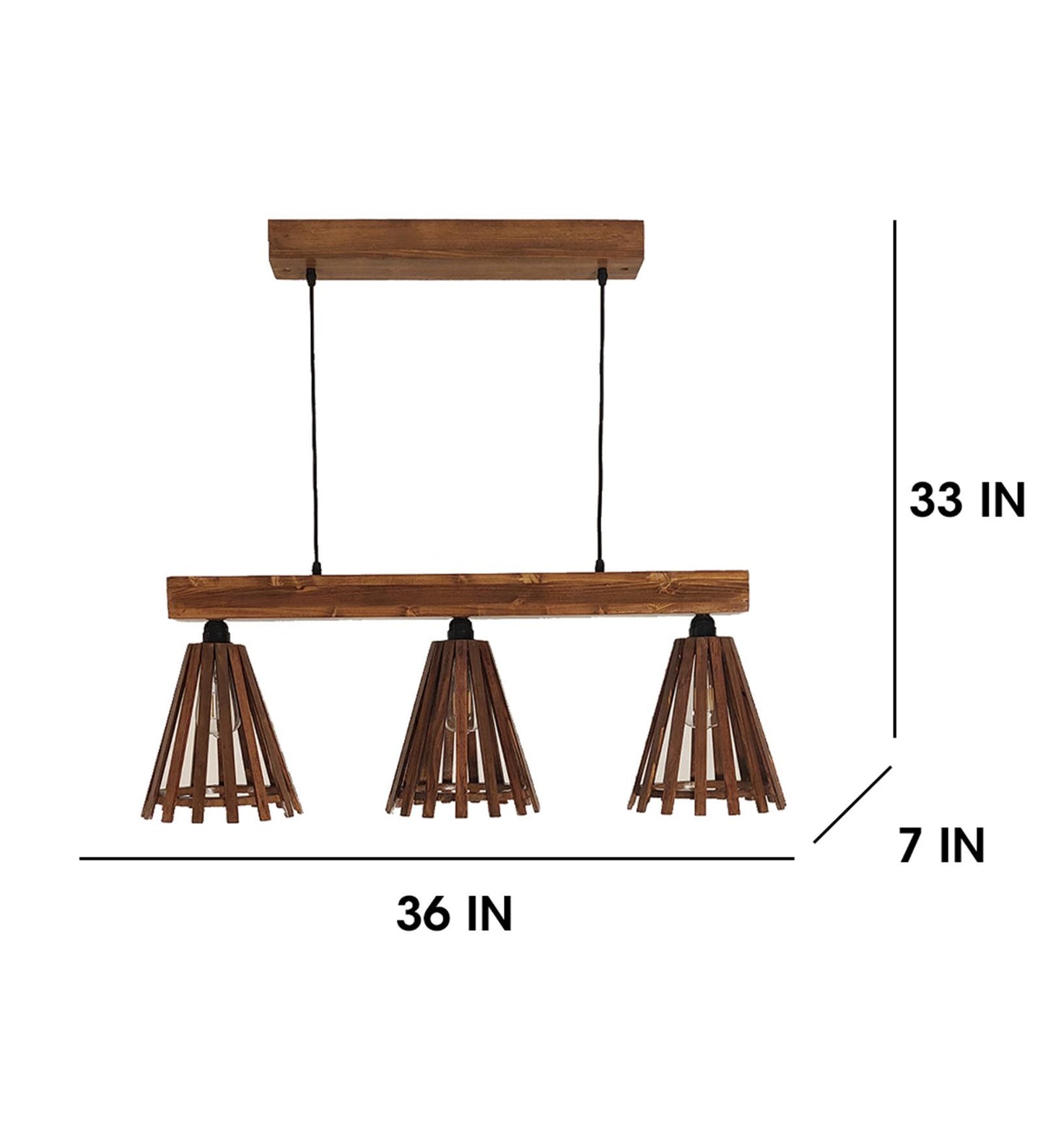 Terrestrial Brown Wooden 3 Series Hanging Lamp