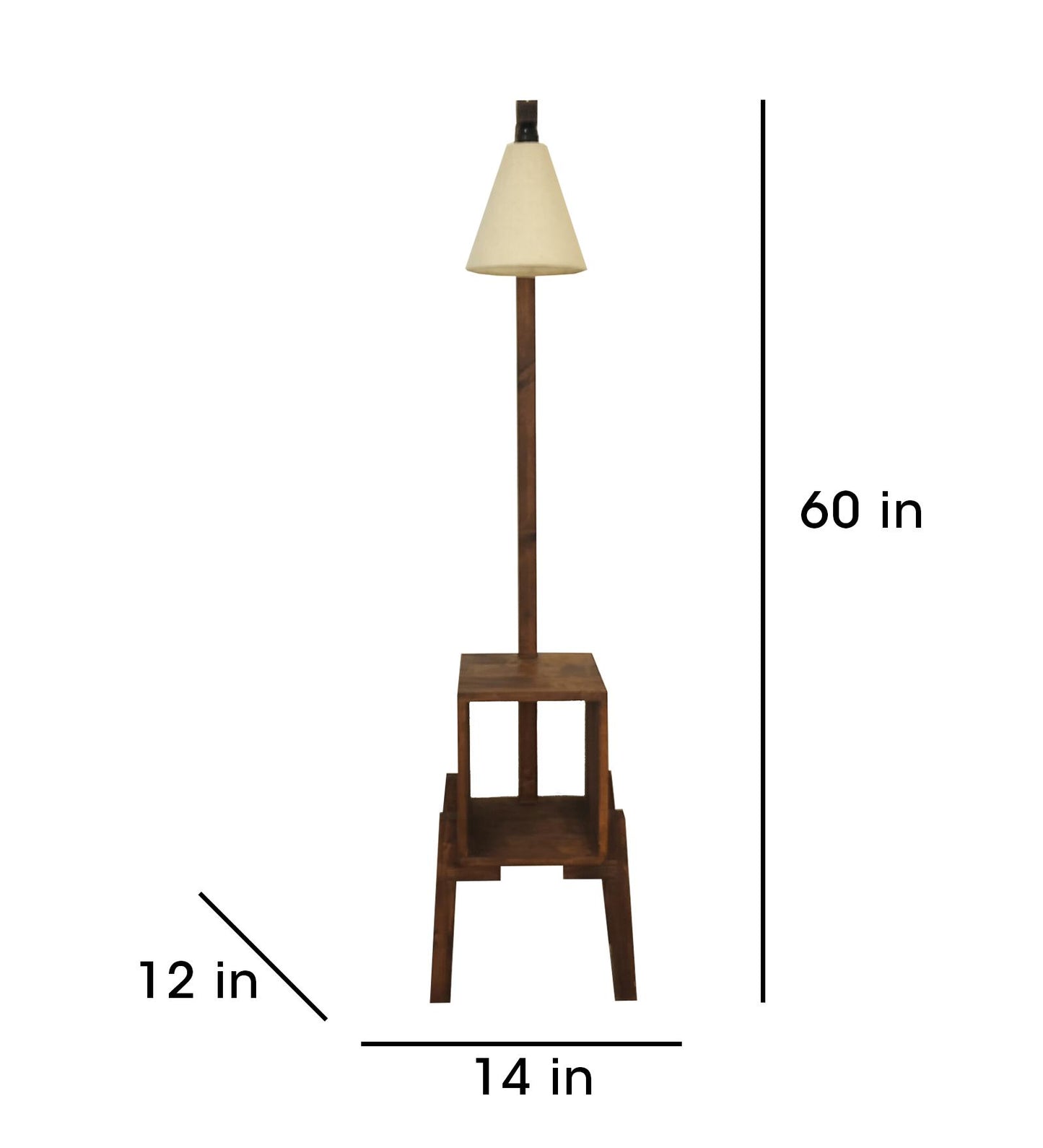 Clean Wooden Floor Lamp with Brown Base and Jute Fabric Lampshade