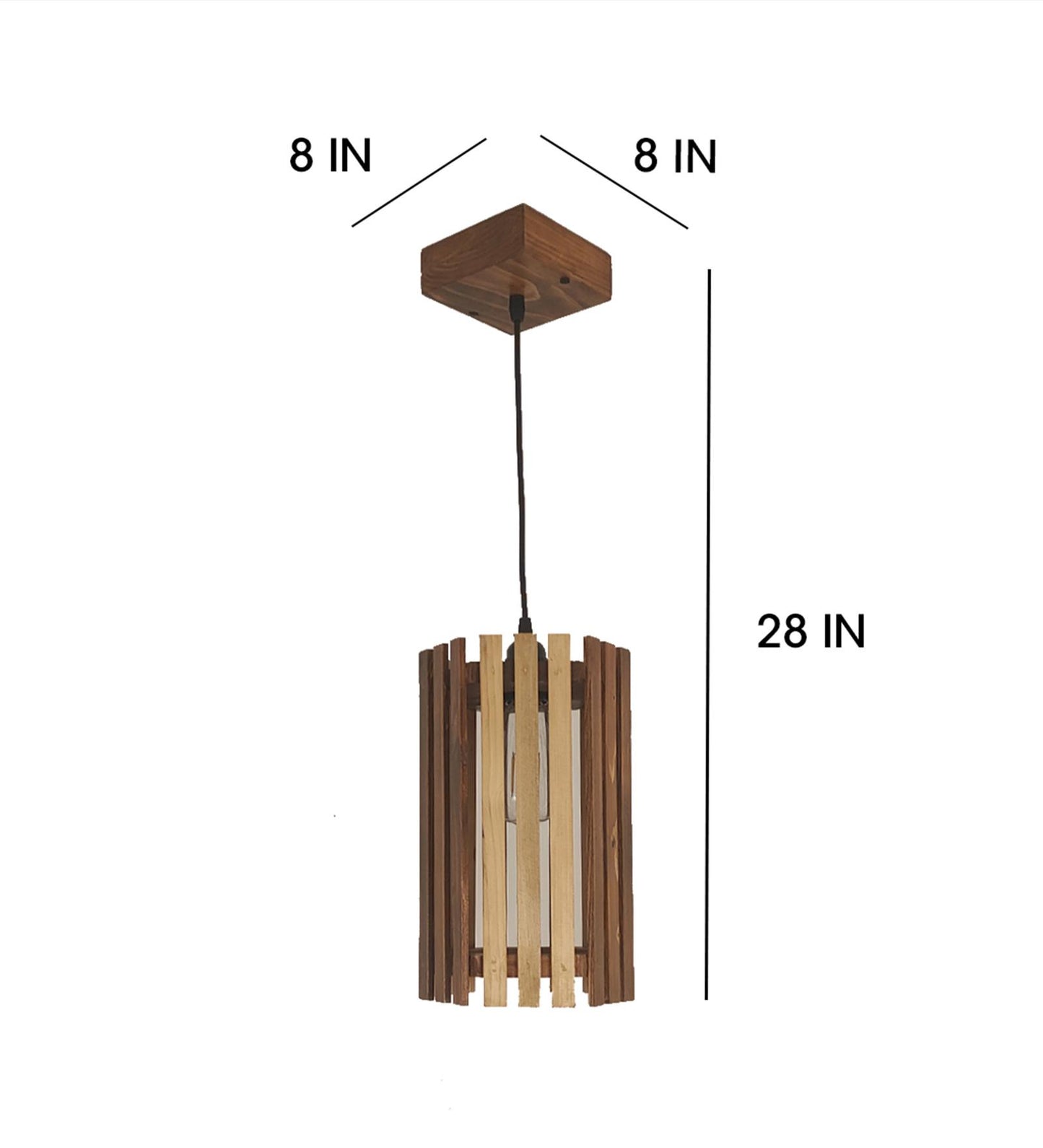 Look Brown Wooden Single Hanging Lamp