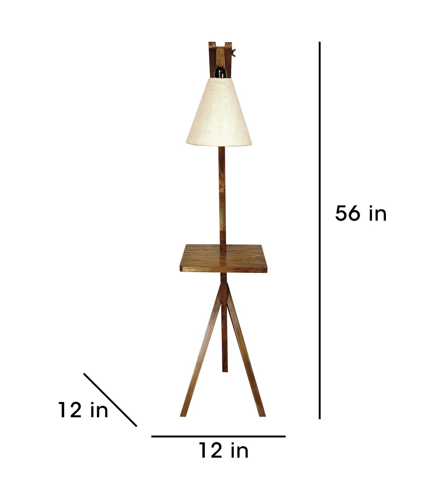 Spark Wooden Floor Lamp with Brown Base and Jute Fabric Lampshade