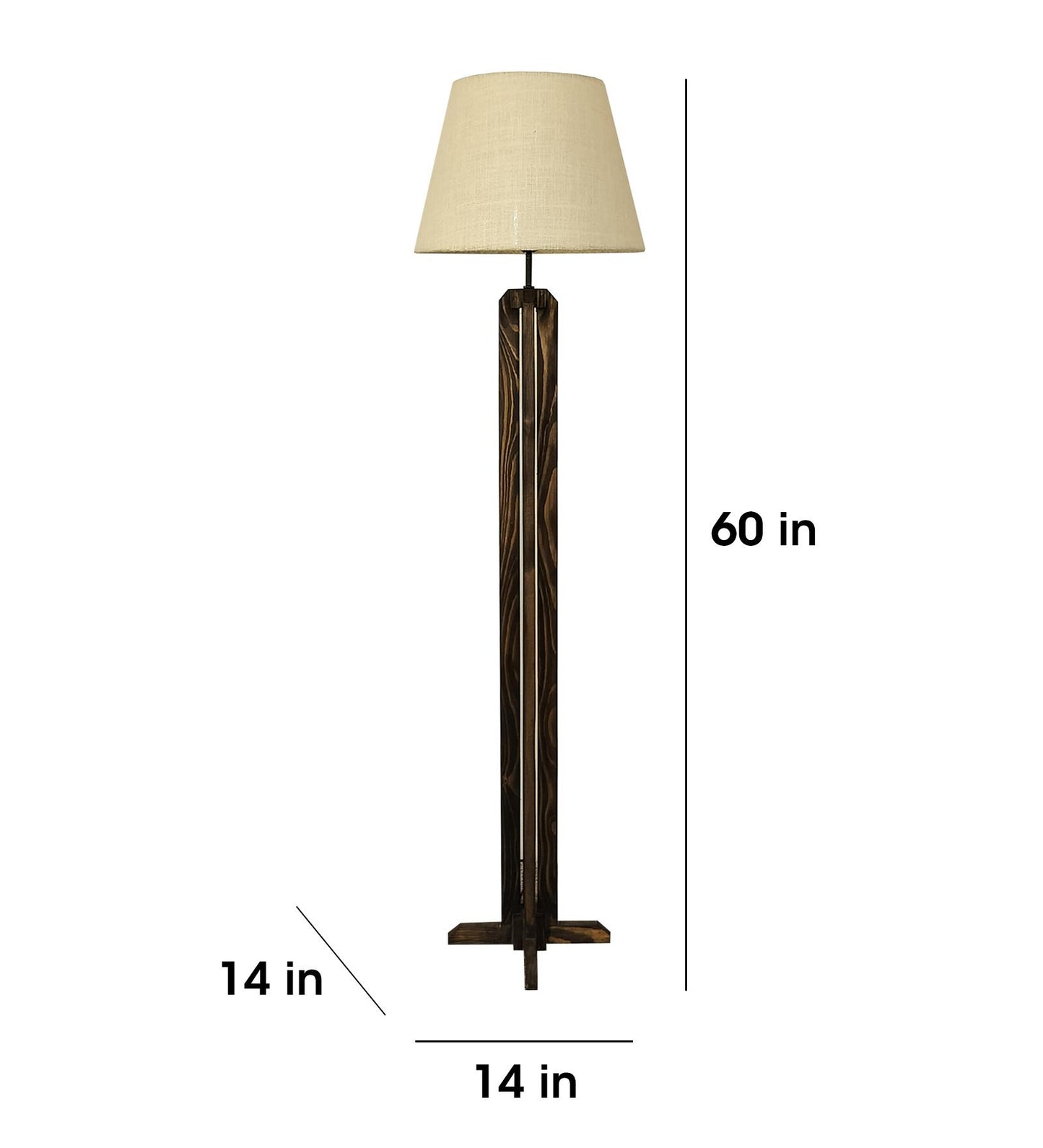 Moonstone Wooden Floor Lamp with Premium Beige Fabric Lampshade
