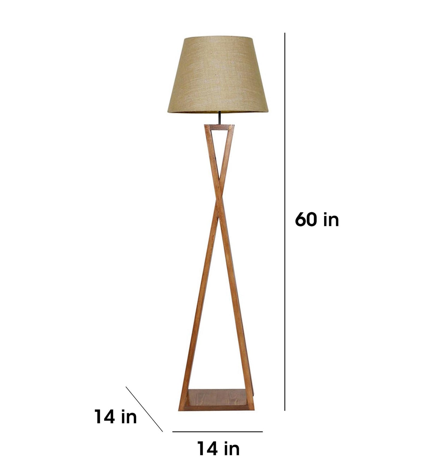 Watch Wooden Floor Lamp with Premium Beige Fabric Lampshade