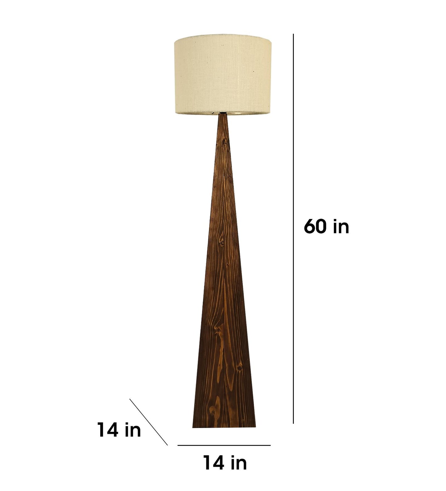 Aspen Wooden Floor Lamp with Brown Base and Jute Fabric Lampshade
