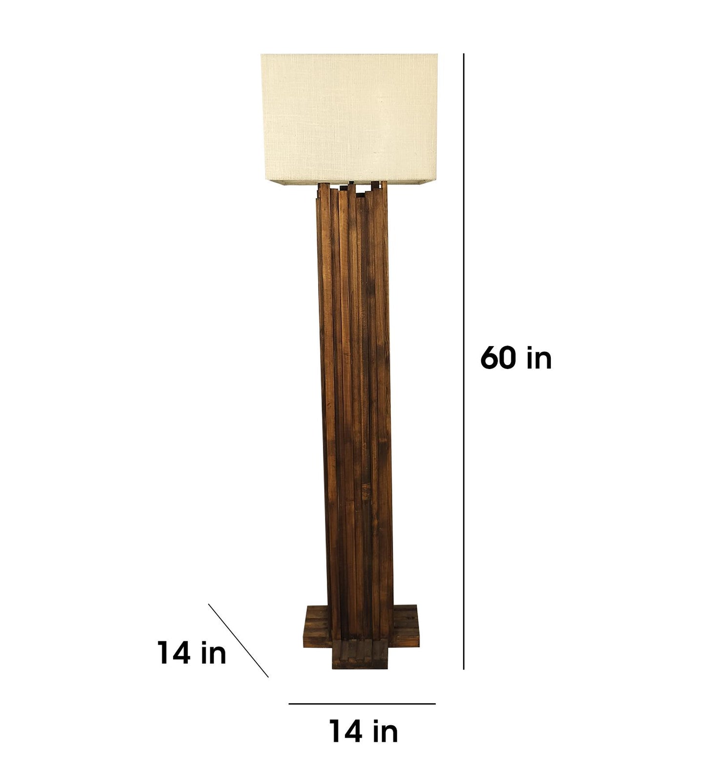 Swim Wooden Floor Lamp with Premium Beige Fabric Lampshade