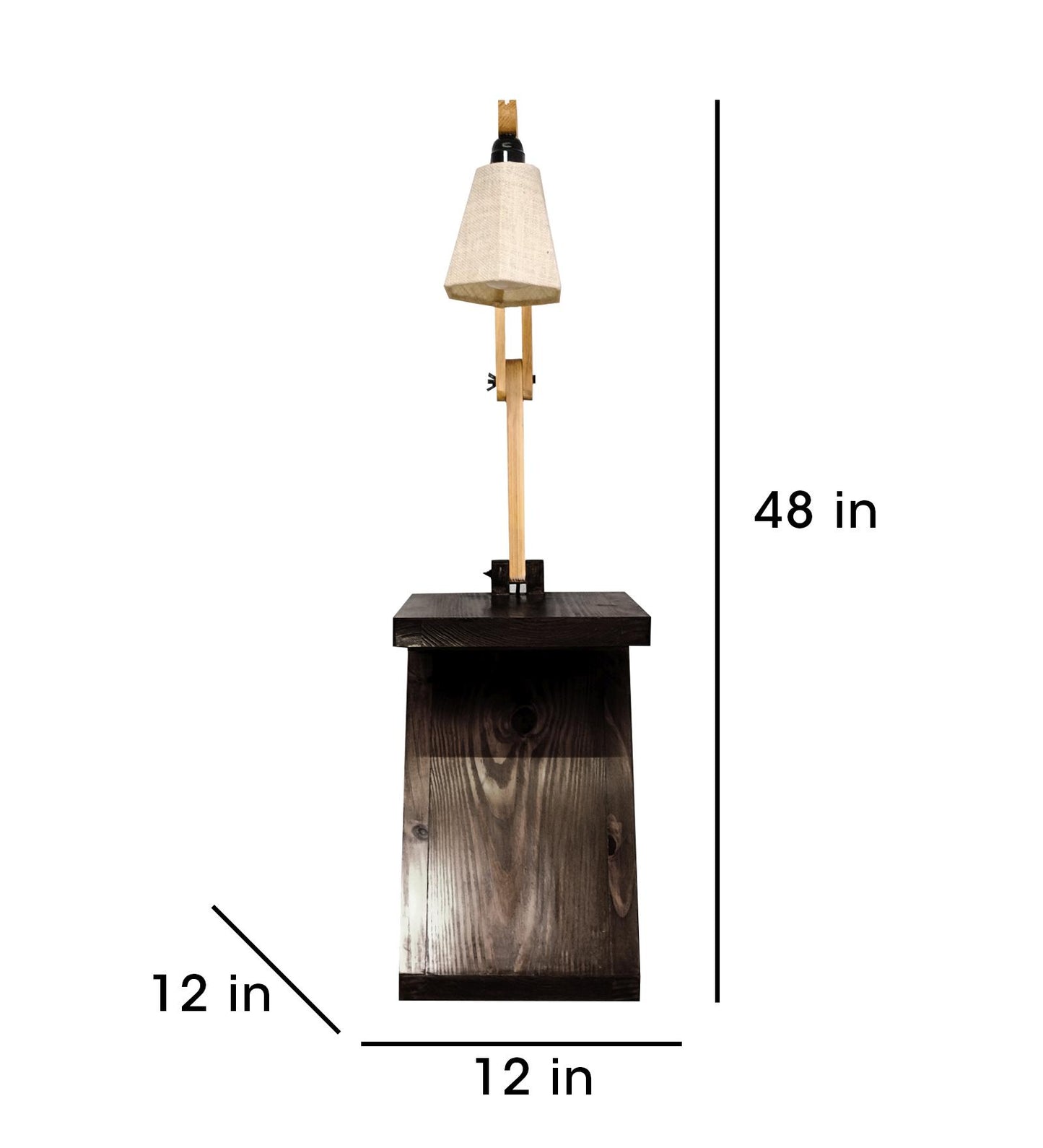Have Wooden Floor Lamp with Brown Base and Jute Fabric Lampshade