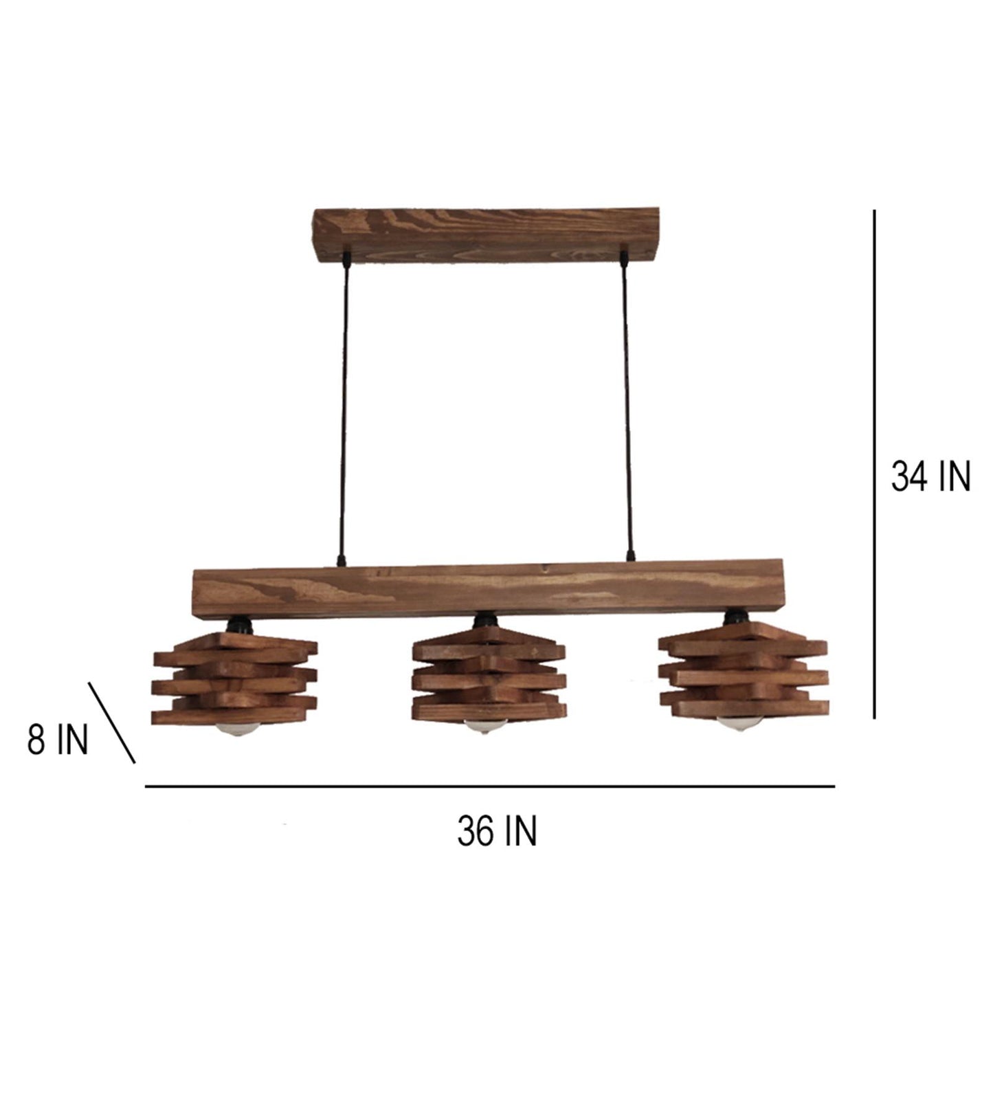 Lapis Brown Wooden 3 Series Hanging Lamp