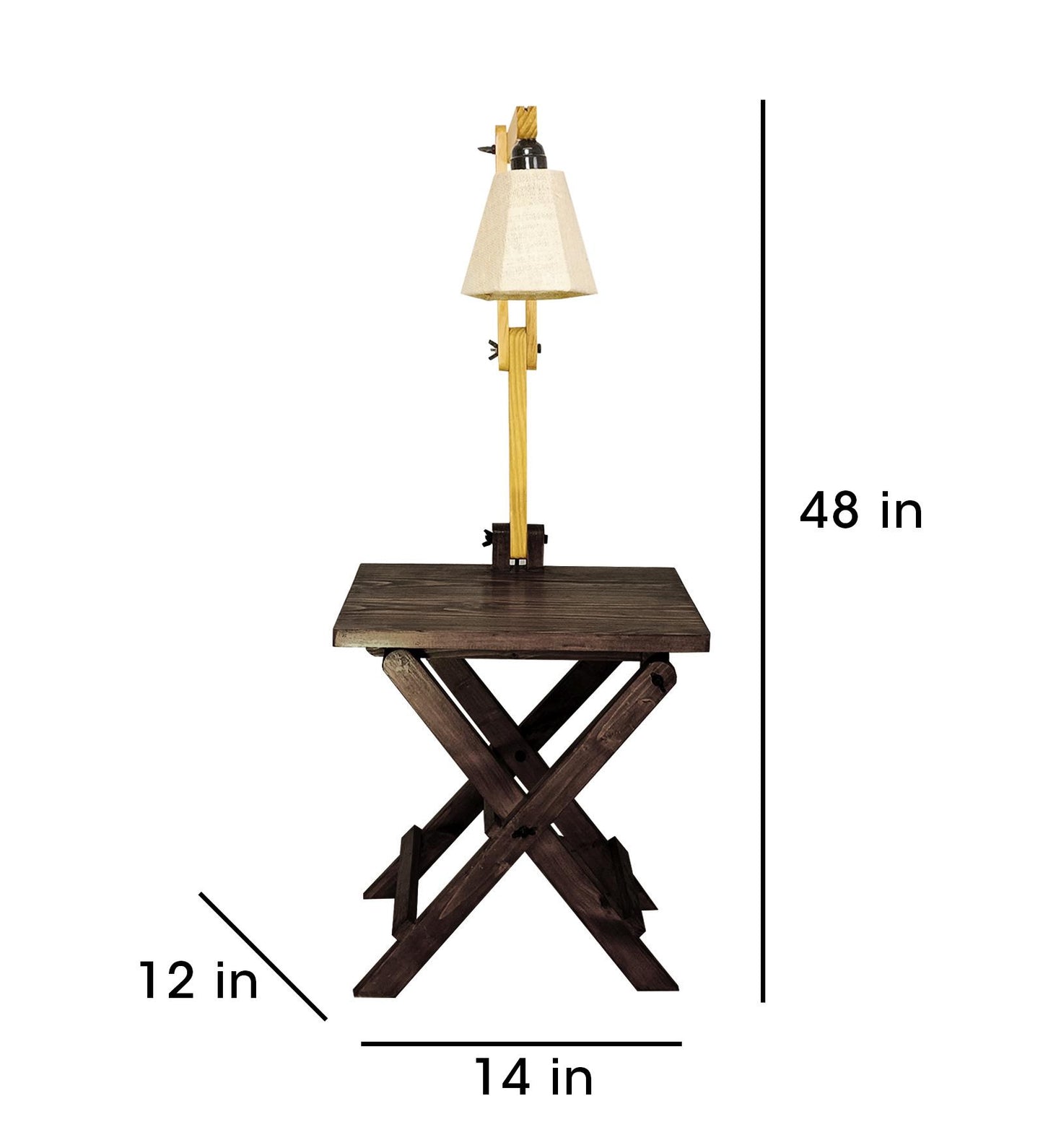 Pleasure Wooden Floor Lamp with Brown Base and Jute Fabric Lampshade