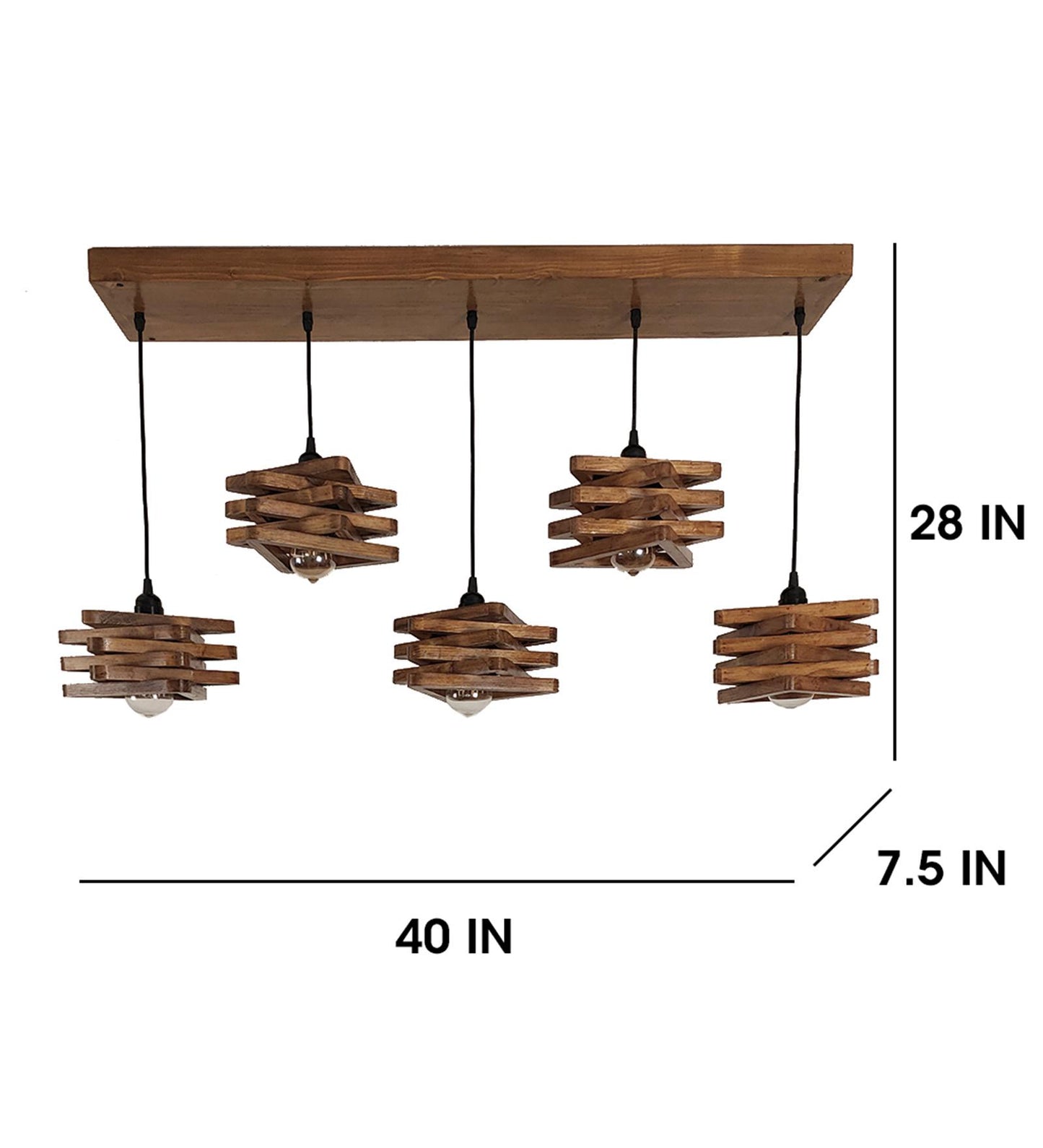 Lapis Brown Wooden 5 Series Hanging Lamp