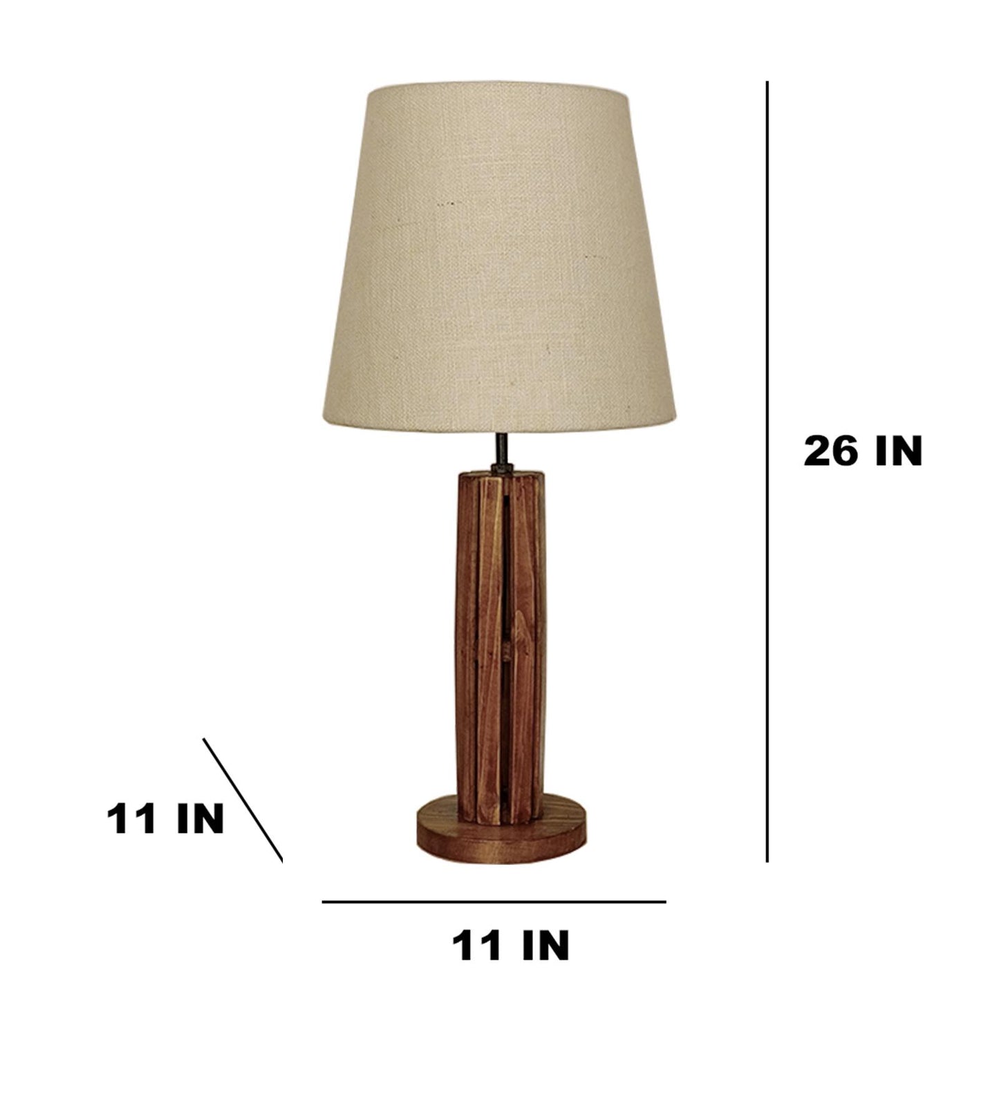 Smell Wooden Table Lamp with Jute Lampshade