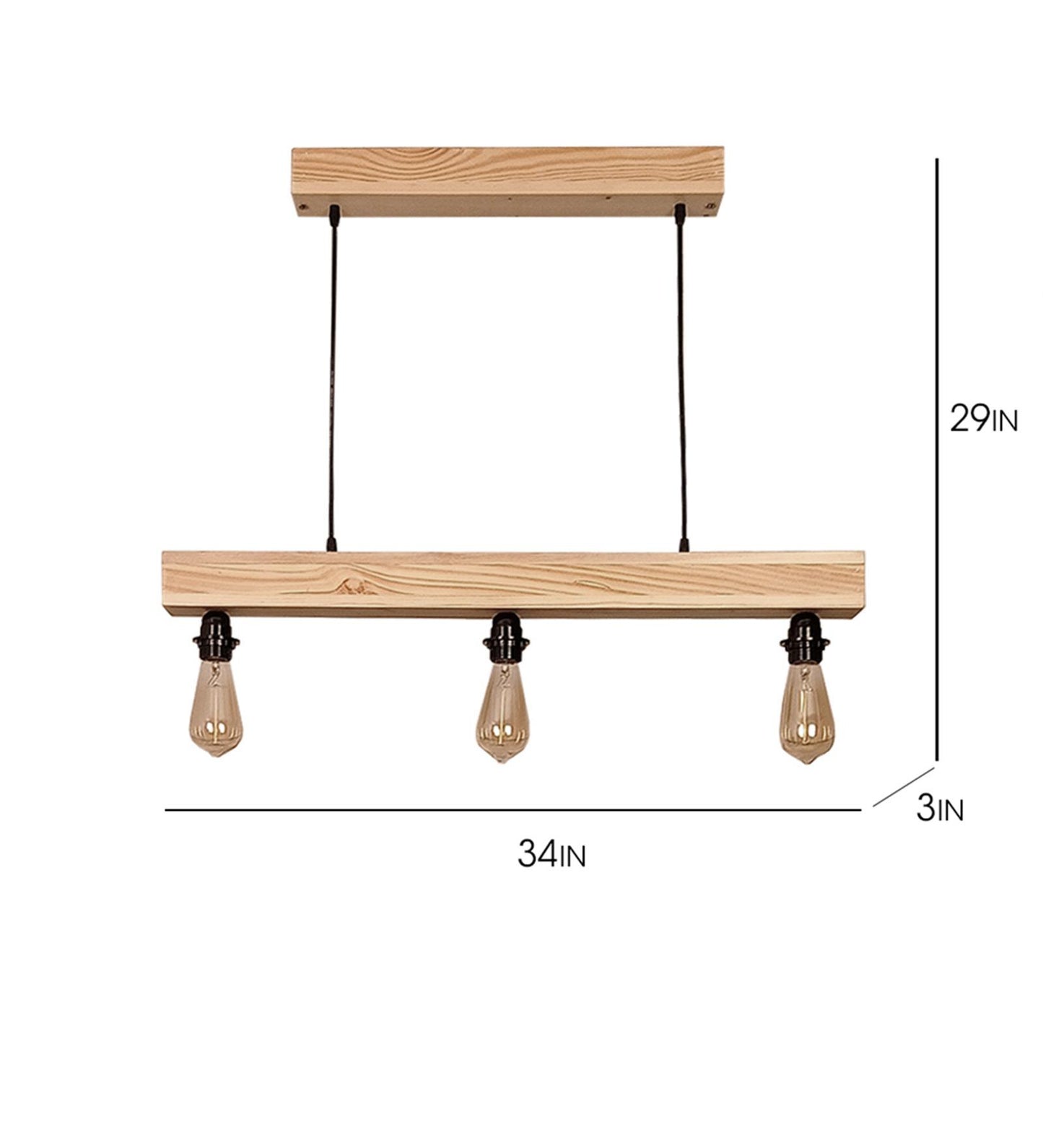 High Beige Wooden 3 Series Hanging Lamp