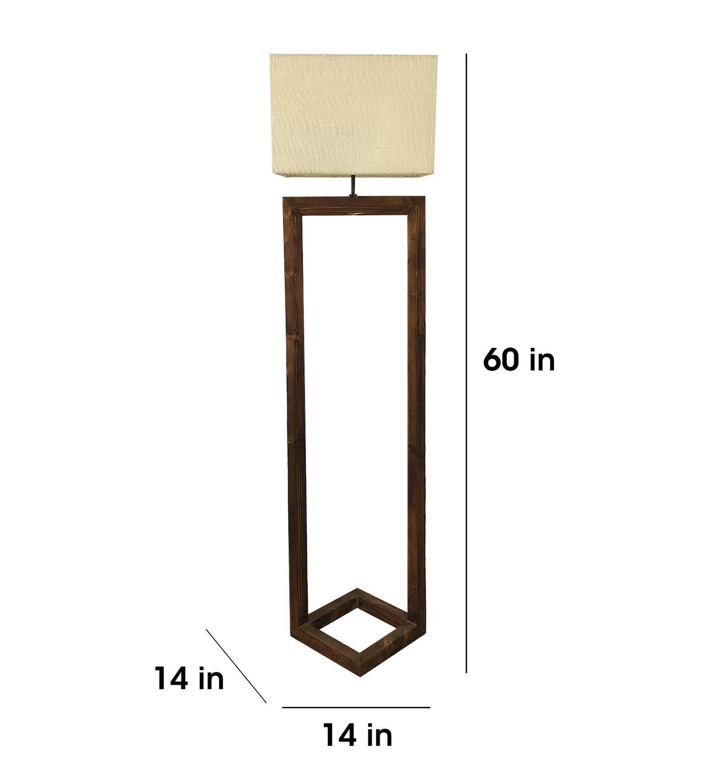 Desert Wooden Floor Lamp with Brown Base Beige Fabric Lampshade