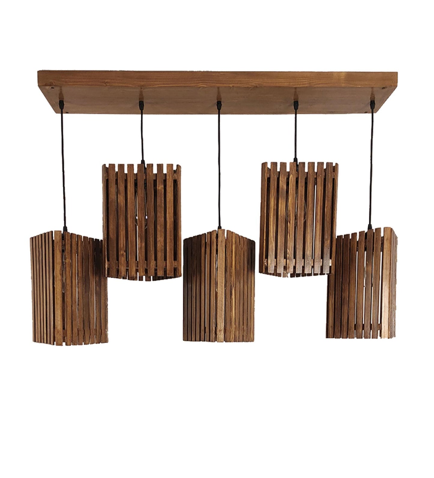 Fog Brown Wooden 5 Series Hanging Lamp