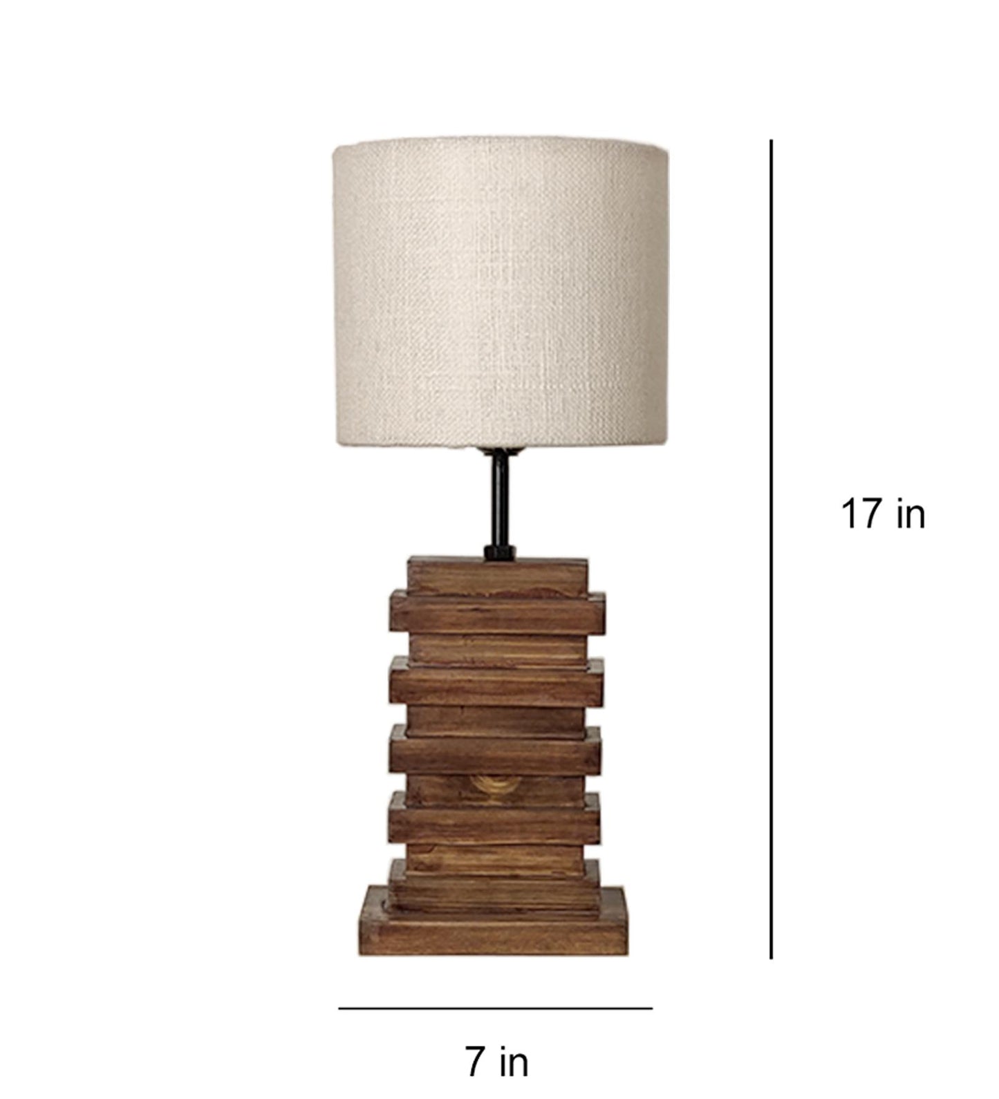 Do Brown Wooden Table Lamp with Jute Lampshade