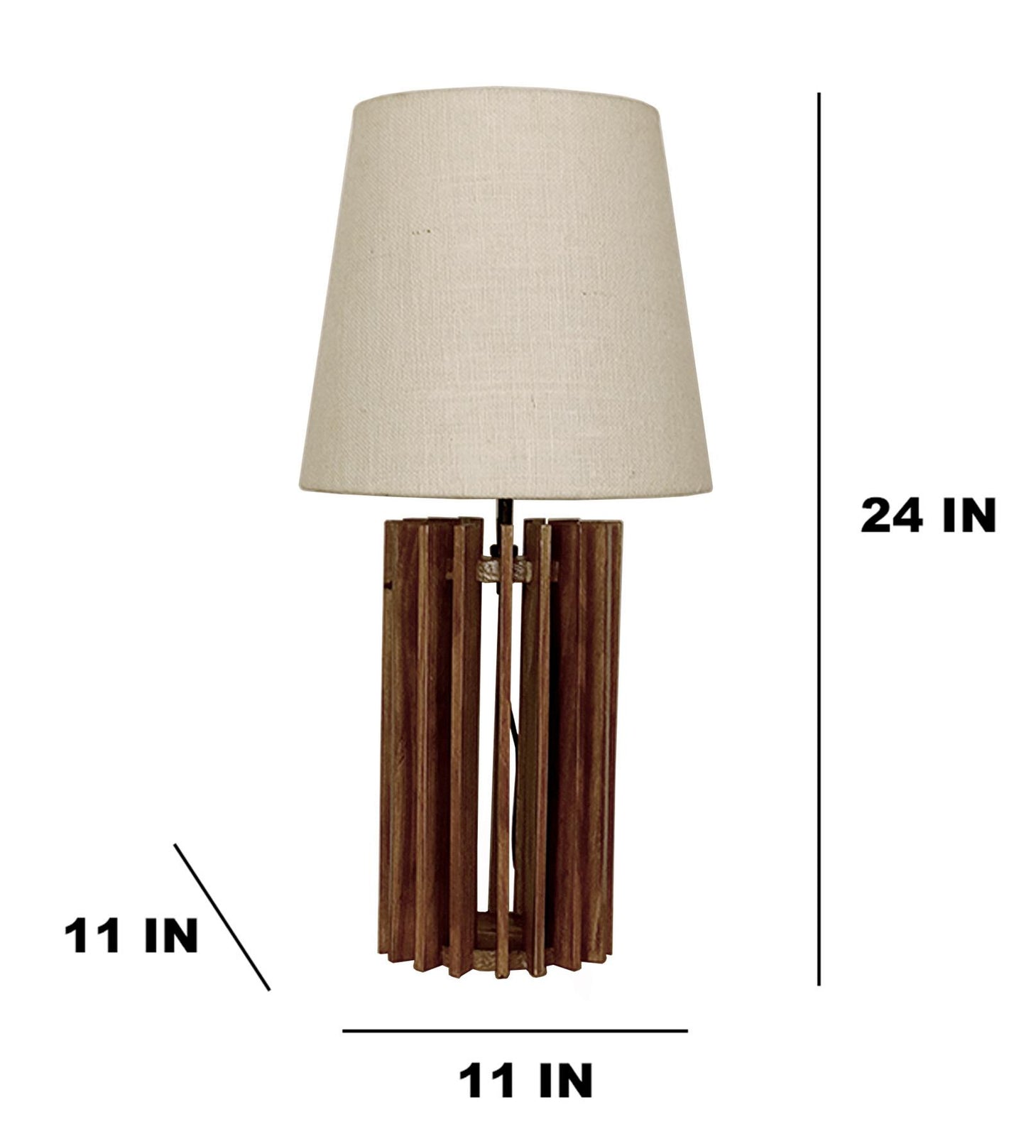 Dive Brown Wooden Table Lamp with Jute Lampshade
