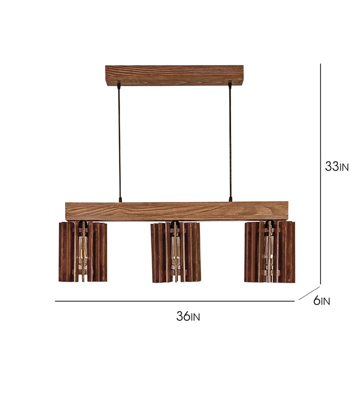 Dive Brown & Beige Wooden 3 Series Hanging Lamp