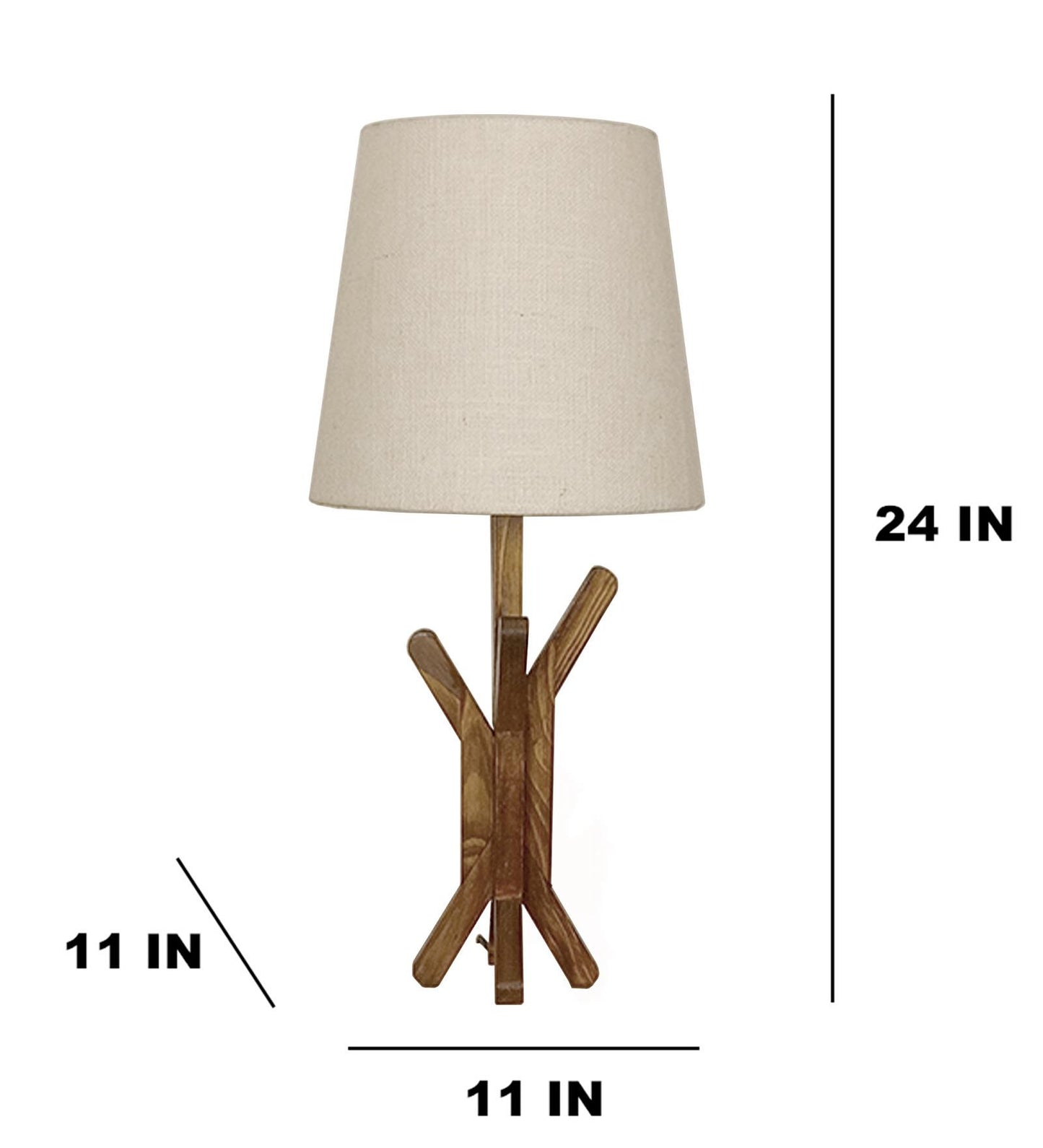 Cosmic Wooden Table Lamp with Jute Lampshade