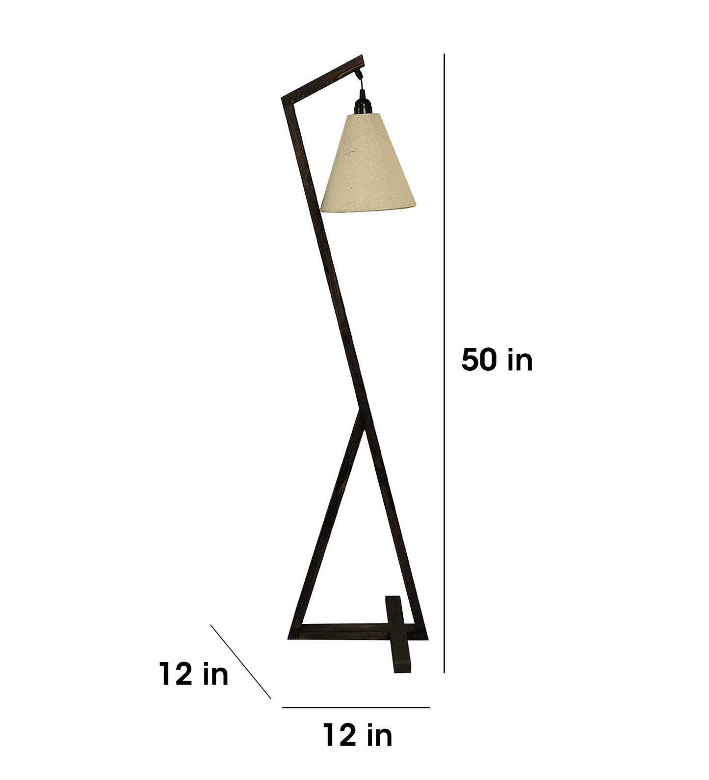 Play Wooden Floor Lamp with Brown Base and Beige Fabric Lampshade