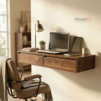 Zero-G Solid Sheesham Wood Floating Study Table