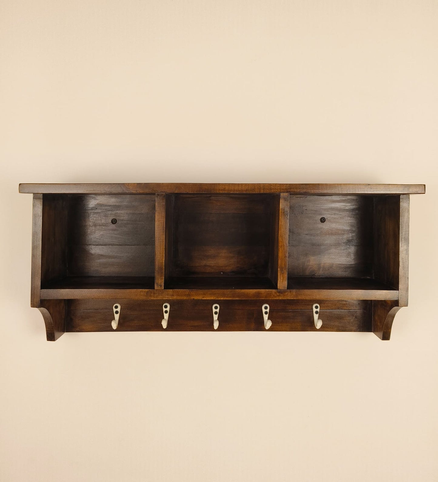 Go Wooden Wall Shelf Organiser with Key Holders