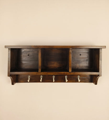 Go Wooden Wall Shelf Organiser with Key Holders