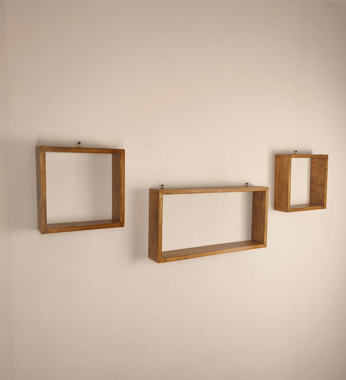 Fall Rectangular Shaped Set of 3 Wooden Wall Shelves