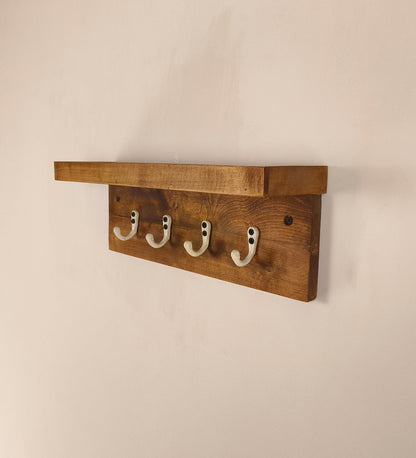 Hill Wooden Wall Shelf Organiser with Key Holders