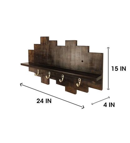 Grove Wooden Wall Shelf Organiser with Key Holders