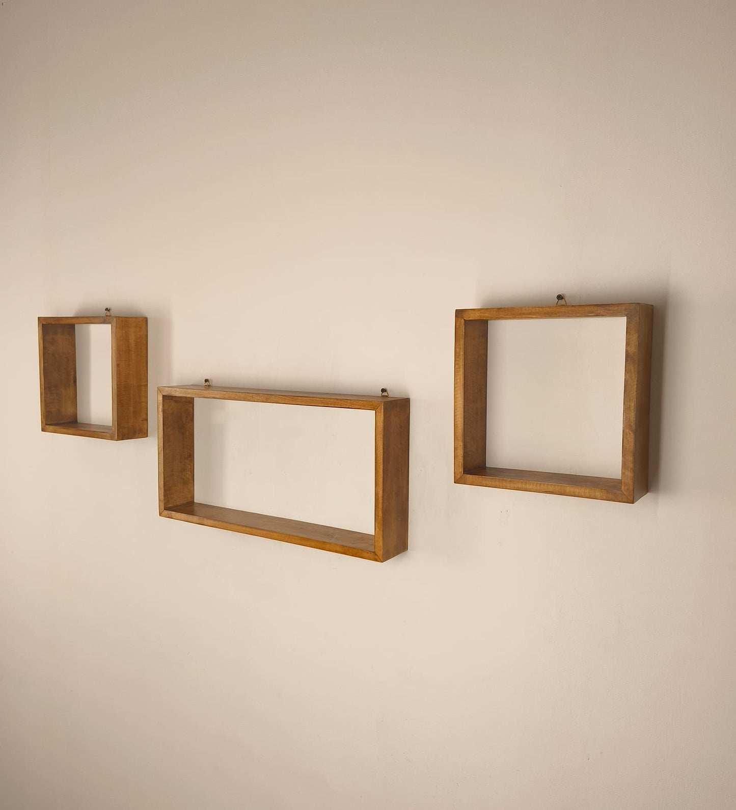 Fall Rectangular Shaped Set of 3 Wooden Wall Shelves