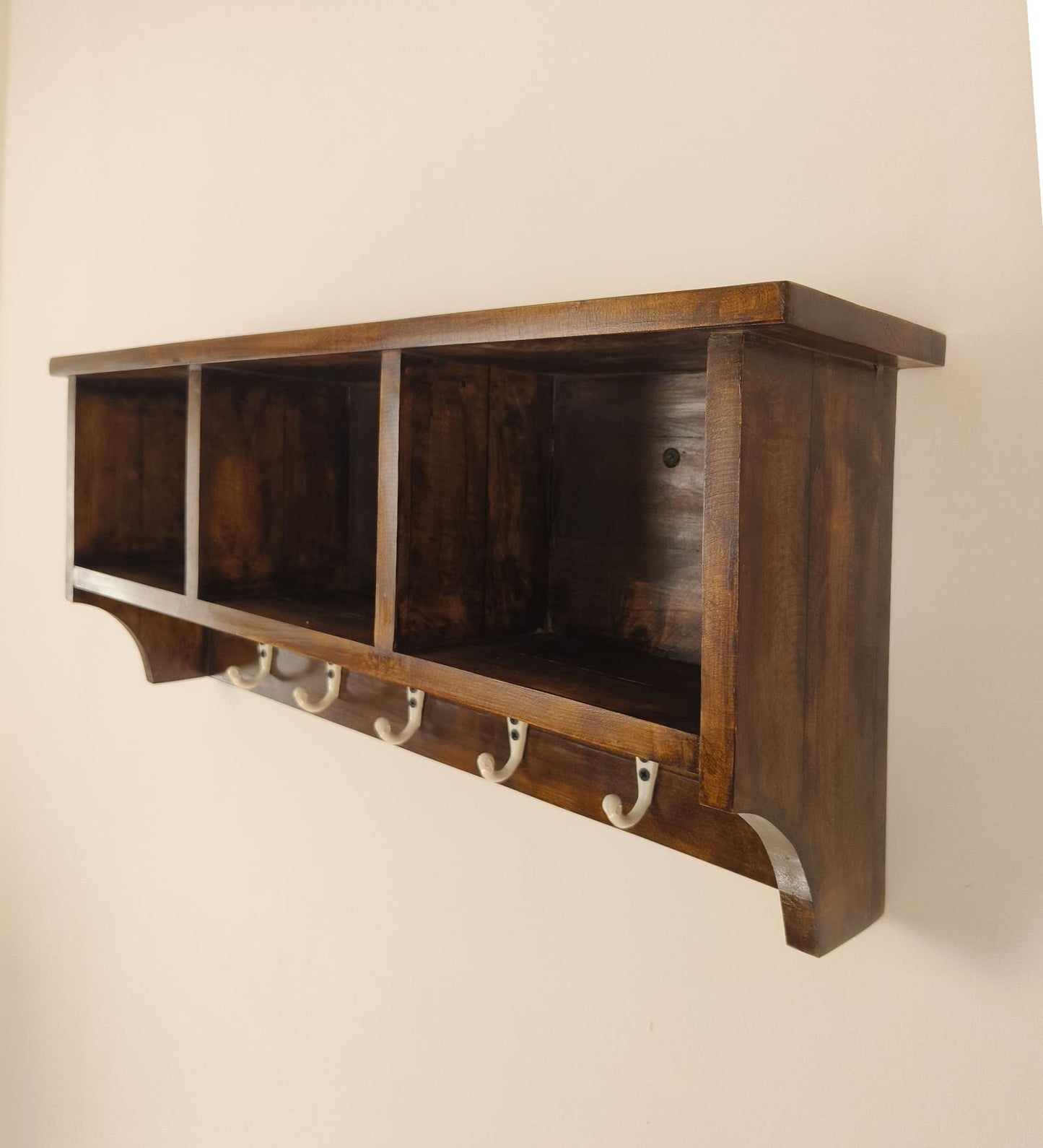 Go Wooden Wall Shelf Organiser with Key Holders