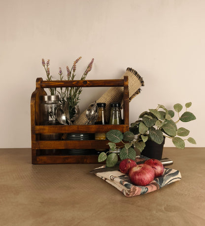 Zen Wooden Bottle & Cutlery Holder