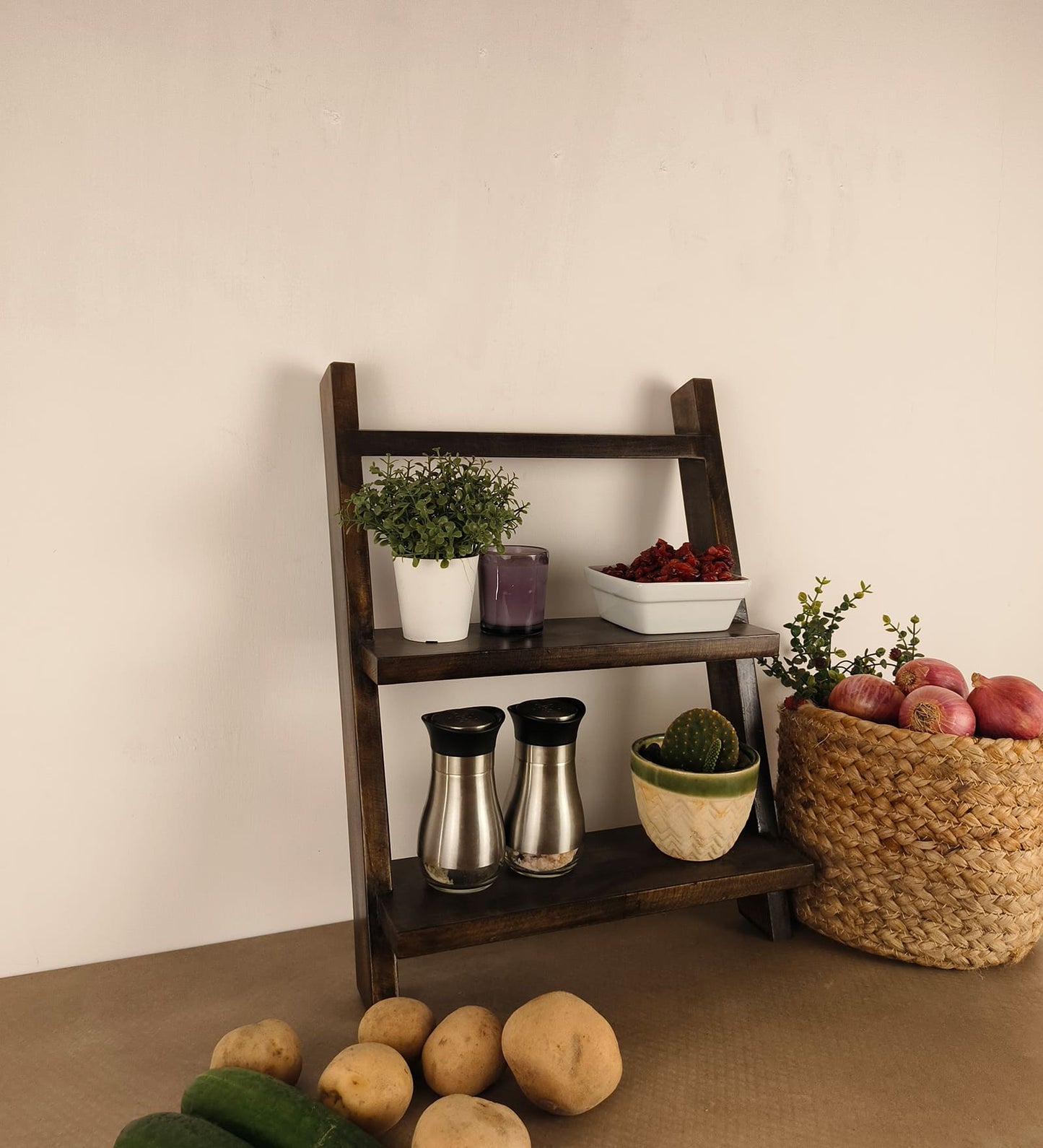 Isle Wooden Shelf 2 Step Ladder